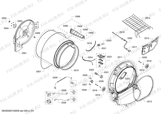 Схема №4 WTVC4300US 300 Series с изображением Комплект кнопок для сушилки Bosch 00618351