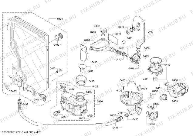 Взрыв-схема посудомоечной машины Bosch SMU68M05EX, SuperSilence - Схема узла 04