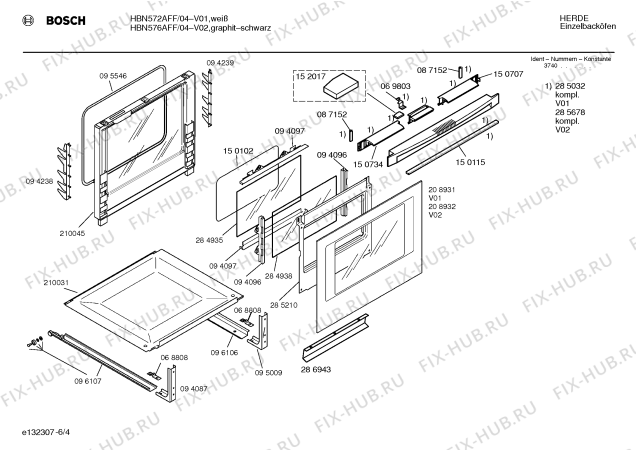 Схема №6 HBN572AFF с изображением Инструкция по эксплуатации для духового шкафа Bosch 00519885