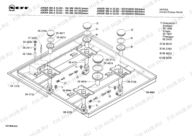 Схема №8 E3152G0 JOKER 350 A CLOU с изображением Адаптер для печи Bosch 00027949