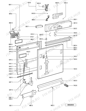 Схема №2 ADG 6566 IX с изображением Блок управления для посудомойки Whirlpool 481221478748