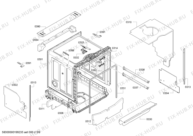 Схема №6 SMI46KS02E, SilencePlus с изображением Силовой модуль запрограммированный для посудомоечной машины Bosch 12017617