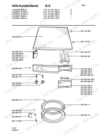 Схема №1 LAVW1200-W D с изображением Емкоть для порошка для стиралки Aeg 8996453549702