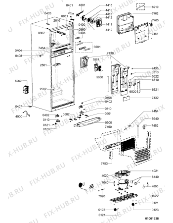 Взрыв-схема холодильника Whirlpool WBM 452 - Схема узла