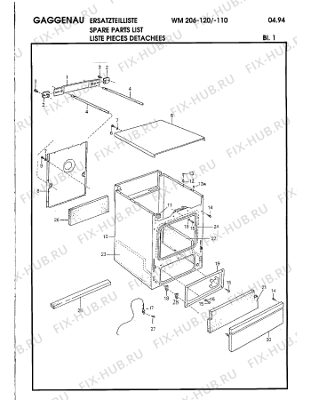 Схема №19 WM206120 WM206 с изображением Крышка для стиральной машины Bosch 00260391