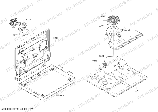 Взрыв-схема плиты (духовки) Bosch HCE644653R - Схема узла 02