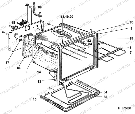 Взрыв-схема плиты (духовки) Aeg C1052V - Схема узла H10 Main Oven Cavity (large)