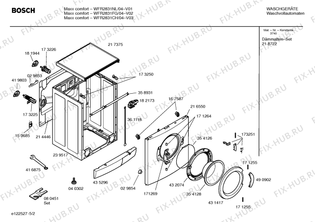 Схема №5 WFR2831FG Maxx comfort WFR2831 с изображением Таблица программ для стиралки Bosch 00586455