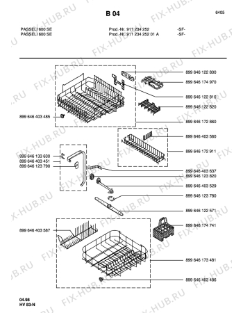 Взрыв-схема посудомоечной машины Aeg PASSELI 600 SE - Схема узла Baskets, tubes 061