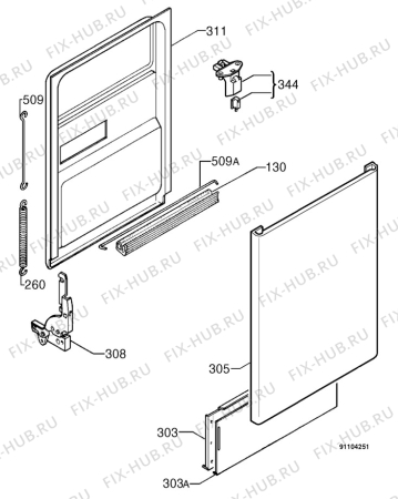 Взрыв-схема посудомоечной машины Elektro Helios DI4509 - Схема узла Door 003