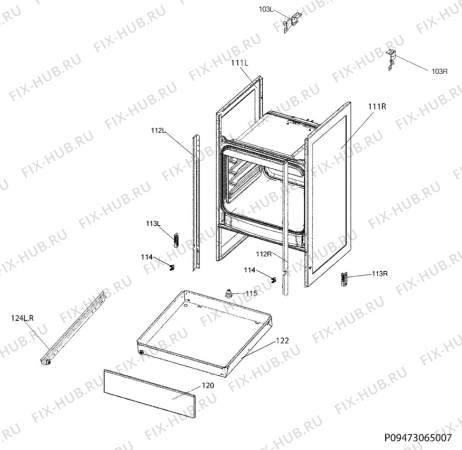 Взрыв-схема плиты (духовки) Electrolux EKK54502OX - Схема узла Housing 001