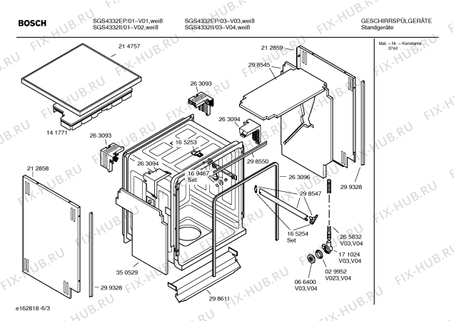 Схема №6 SGS4382EE PRACTICA с изображением Инструкция по эксплуатации для посудомоечной машины Bosch 00525729