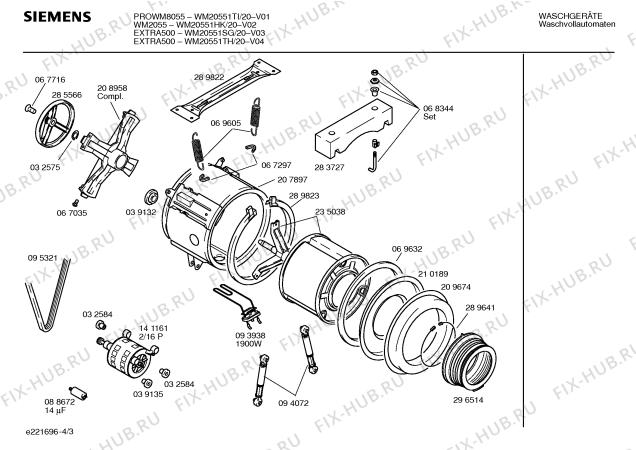 Схема №3 WM20551HK -WM2055 с изображением Инструкция по эксплуатации для стиральной машины Siemens 00524253