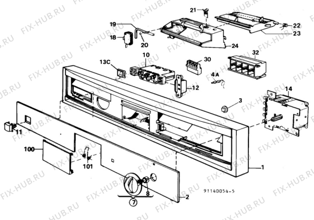 Взрыв-схема посудомоечной машины Electrolux BW400 - Схема узла W10 Panel