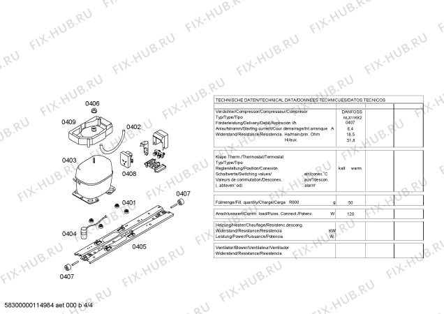 Взрыв-схема холодильника Siemens KG36U193EU - Схема узла 04