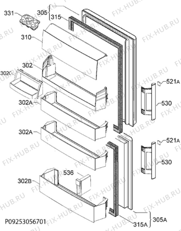 Взрыв-схема холодильника Electrolux EN3409AFW - Схема узла Door 003