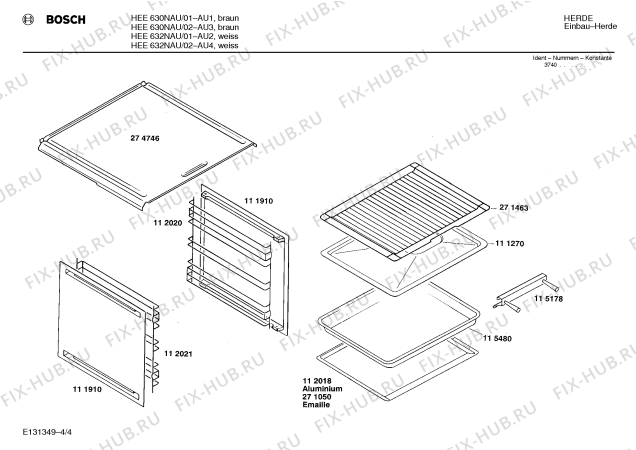 Схема №4 HEE642D с изображением Передняя часть корпуса для духового шкафа Bosch 00272304