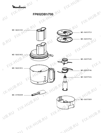 Взрыв-схема кухонного комбайна Moulinex FP652DB1/700 - Схема узла RP003444.3P2