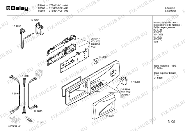 Схема №4 3TS864A TS864 - Family с изображением Панель управления для стиралки Bosch 00360467