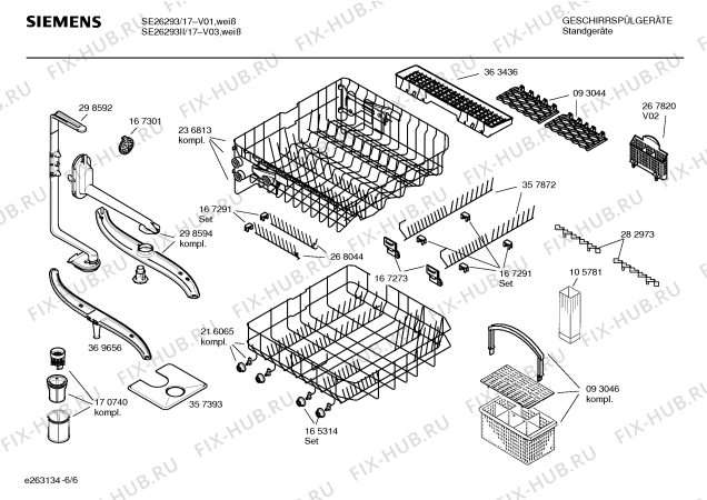 Схема №5 SE25A233EU с изображением Инструкция по эксплуатации для посудомоечной машины Siemens 00529967
