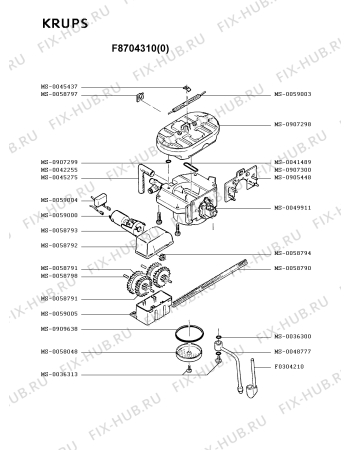 Взрыв-схема кофеварки (кофемашины) Krups F8704310(0) - Схема узла KP001845.2P4