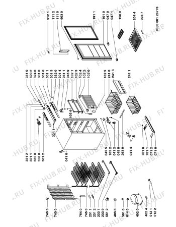 Схема №1 AFE 513/G с изображением Вноска для холодильной камеры Whirlpool 481946078778