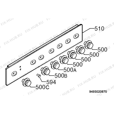 Взрыв-схема плиты (духовки) Zanussi ZHM755X - Схема узла Command panel 037