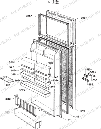Взрыв-схема холодильника Rex RI285/3TL - Схема узла Door 003