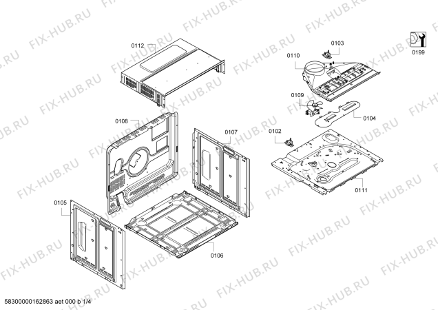 Схема №4 P1HEC43121 с изображением Панель управления для духового шкафа Bosch 00679015