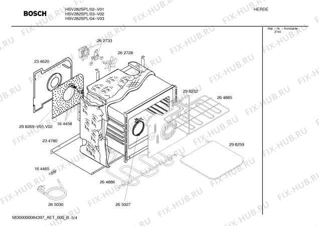 Схема №5 HSV242BEU с изображением Горелка для электропечи Bosch 00354918