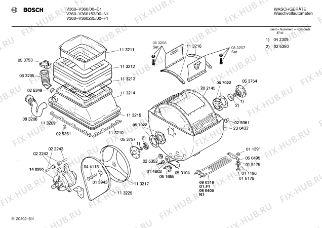 Взрыв-схема стиральной машины Bosch V360153 V360 - Схема узла 04