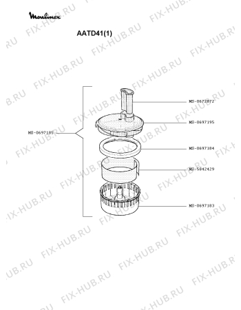 Взрыв-схема кухонного комбайна Moulinex AATD41(1) - Схема узла Q0000025.7Q3