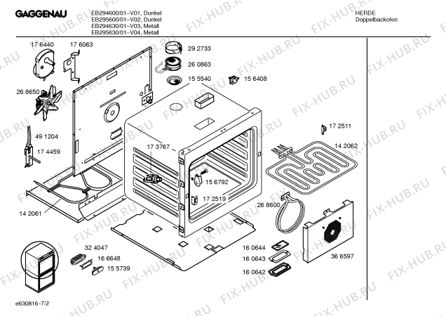 Взрыв-схема плиты (духовки) Gaggenau EB294600 - Схема узла 02