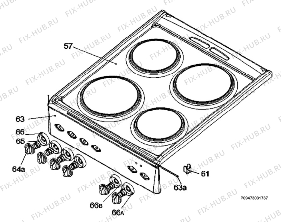 Взрыв-схема плиты (духовки) Zanussi ZCE569NW1 - Схема узла Section 4