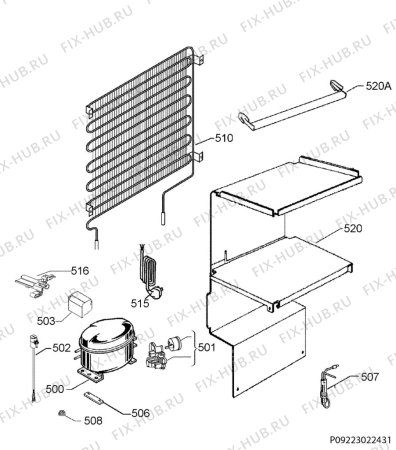 Взрыв-схема холодильника Electrolux EUT1102F - Схема узла Cooling system 017