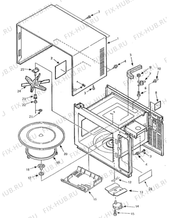 Взрыв-схема микроволновой печи Electrolux NF3054 - Схема узла Oven body