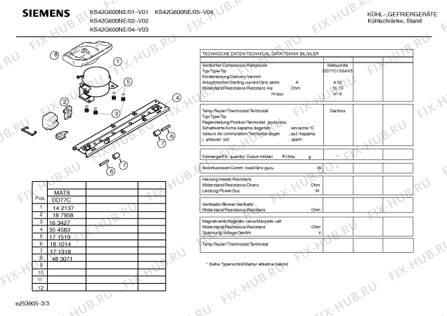 Схема №3 KS32G600NE с изображением Инструкция по эксплуатации для холодильной камеры Siemens 00586813