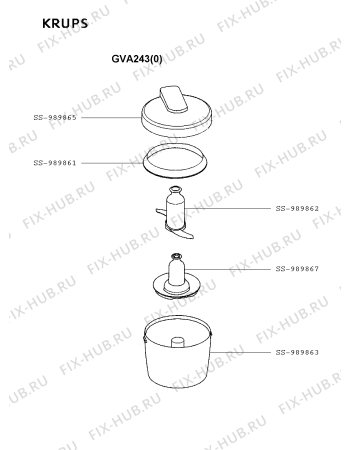 Взрыв-схема блендера (миксера) Krups GVA243(0) - Схема узла BP002891.9P2
