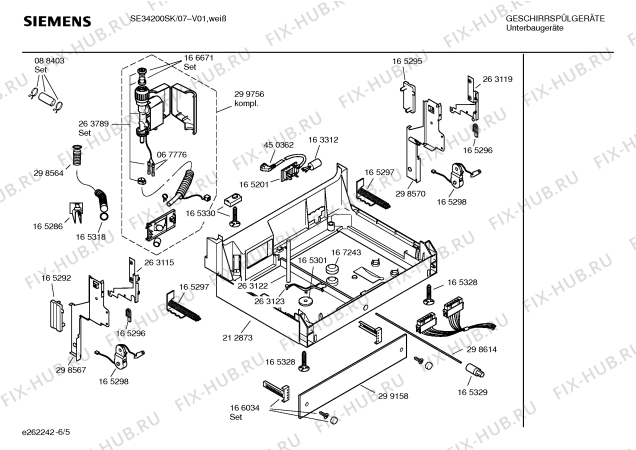 Взрыв-схема посудомоечной машины Siemens SE34200SK - Схема узла 05