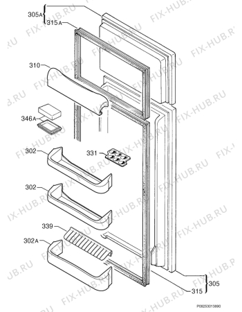 Взрыв-схема холодильника Zoppas PDN25 - Схема узла Door 003