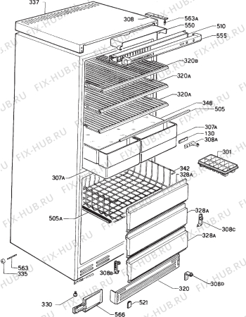 Взрыв-схема холодильника Zoppas P22/92CA - Схема узла Housing 001