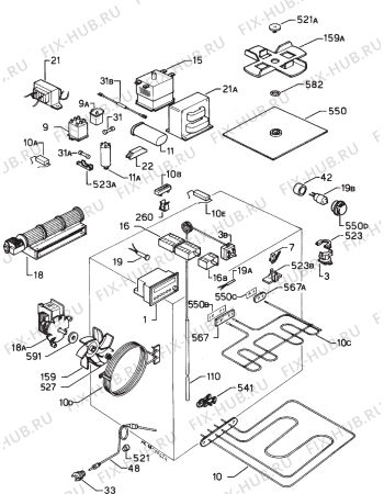 Взрыв-схема плиты (духовки) Zanussi ZPB9 - Схема узла Electrical equipment 268
