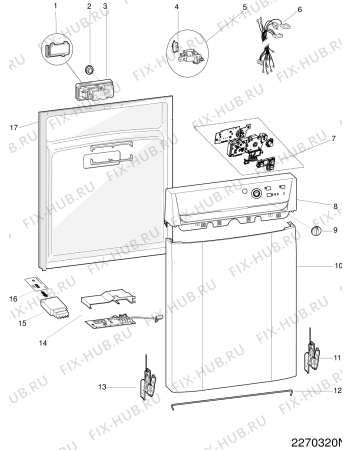 Взрыв-схема посудомоечной машины Hotpoint-Ariston LSFB7B019XEU (F086874) - Схема узла