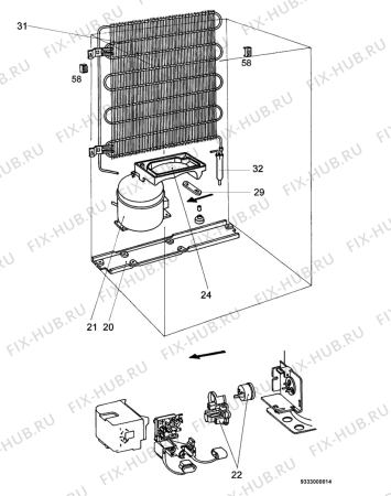 Взрыв-схема холодильника Corbero FM 1100 S/2 - Схема узла Cooling system 017