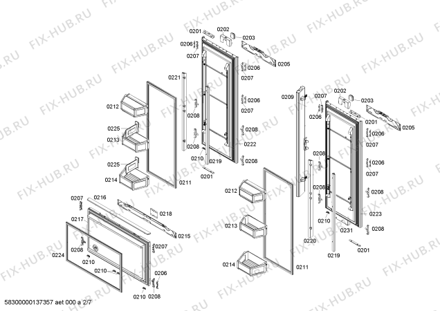 Схема №7 T36BT71FS с изображением Стеклопанель для холодильника Bosch 00682303
