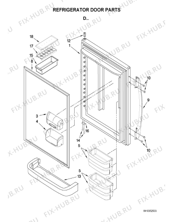 Схема №7 GB5525PEAW с изображением Втулка двери для холодильной камеры Whirlpool 482000006809