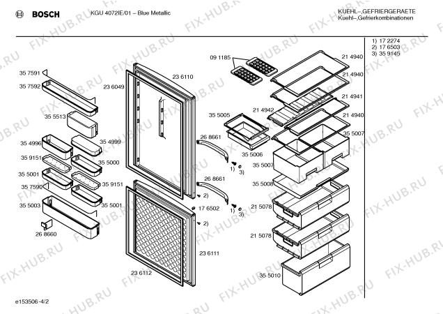 Схема №4 KGU4076IE с изображением Панель управления для холодильной камеры Bosch 00359148