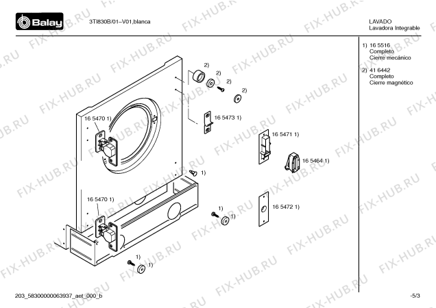 Схема №5 3TI830A с изображением Направляющая пружины для стиральной машины Bosch 00165484
