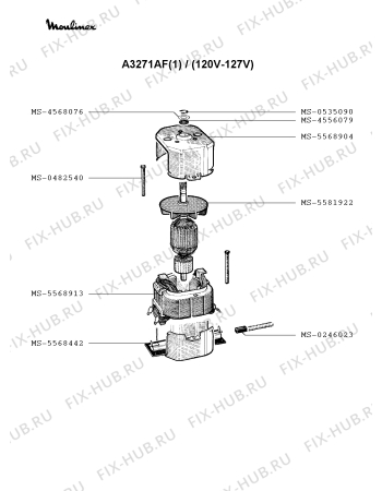 Взрыв-схема блендера (миксера) Moulinex A3271AF(1) - Схема узла GP001164.4P2