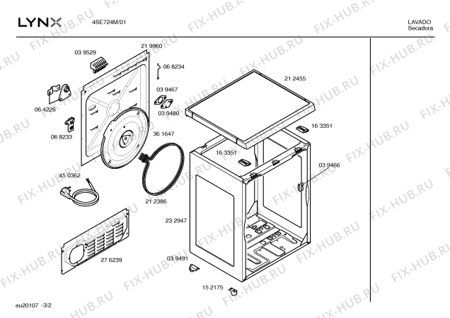 Схема №3 4SE724M с изображением Актуатор для электросушки Bosch 00423010